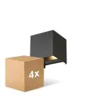 Lot 4x D'Lite LED Applique Murale Elingen Aluminium Noir 4.9W 290lm - 830 Blanc Chaud | Détecteur De Lumière